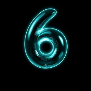 Neon Blue Number 6 Art